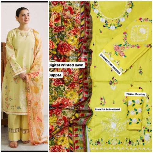 3pcs woman collection embroidered suits