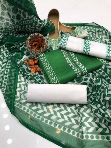 4 pcs women's unstitched kattan silk embroided suit