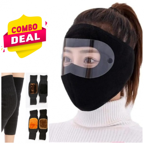 pack Of 2) Combo Deal Windproof Anti Dust Full Face Masks (1pair) Knee