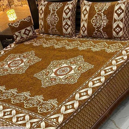 4 PCs velvet jacquard Embroidered double bedsheets 