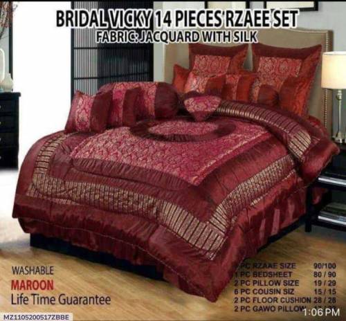  14 Pcs Silk Jacquard Embroidered Bridal Set