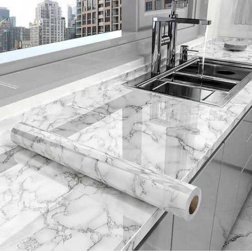 waterproof Marble Sheet Sticker | White & Grey /Black&White