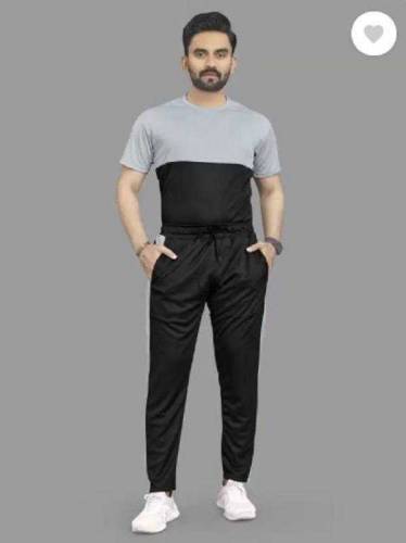  Men's Printed Polyester Track Suit - 2 Pcs - Stylish Grey Set