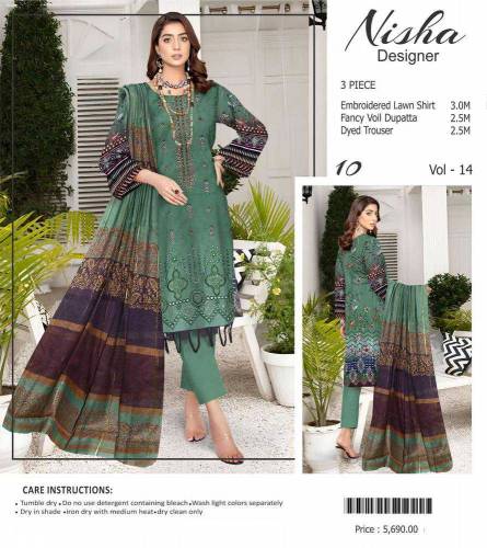 3 Pcs Women's Unstitched Lawn Printed Suit