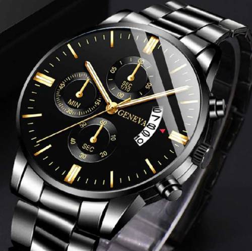 Fashion Men Stainless Steel Watch Luxury Calendar Quartz Wrist Watch M