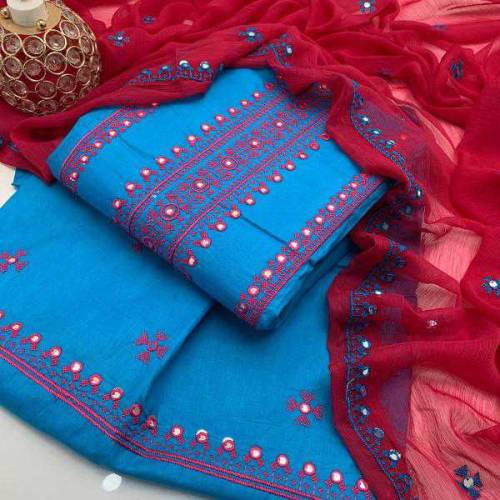  3 Pcs Women's Unstitched Embroidered Suit 