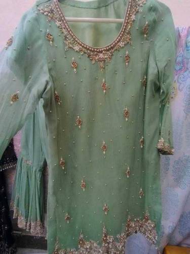 3 PCS handmade work chiffon shirt grara minor defect from under legs