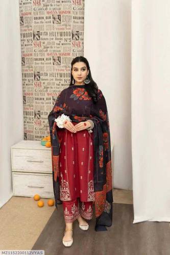 3 pcs Unstitched embroidery suit 