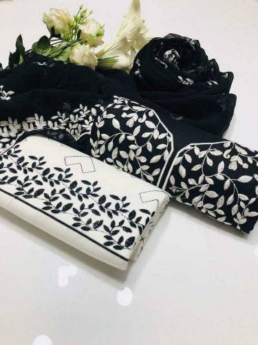 3pcs women's unstiched embroidered lawn suit