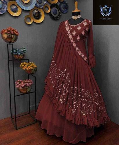 Fancy Maxi with fancy Embroidery touching+Miror  Duppatta stylish with